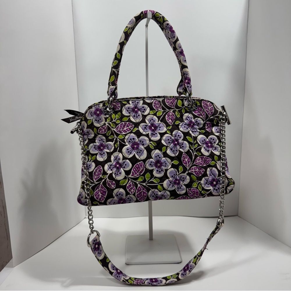Vera Bradley Womens Vibrant Purple Plum Floral Multi Strap Shoulder Zip Bag